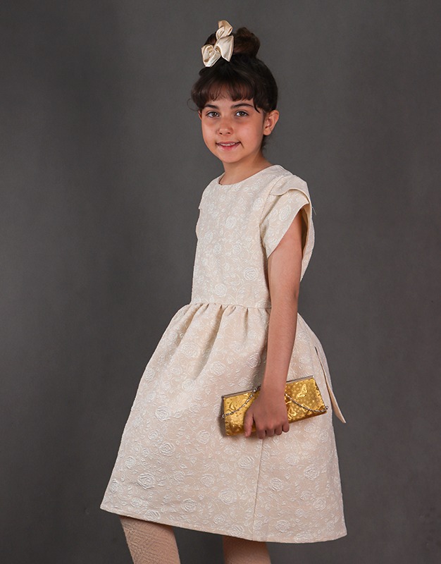 پیراهن دخترانه ژاکارد لمه دار رز 313 | کودک و نوجوان