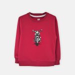 بلوز آستین بلند دورس موتور رنگ قرمز نمای رو به رو برند 313 لباس بچه گانه