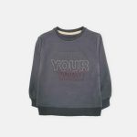 بلوز آستین بلند دورس وی نمای رو به رو رنگ ذغالی برند 313 لباس بچه گانه