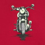 بلوز آستین بلند دورس موتور رنگ قرمز نمای جزئیات چاپ برند 313 لباس بچه گانه