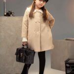 پالتو پشمی دخترانه لادن رنگ کرم برند 313 لباس بچه گانه