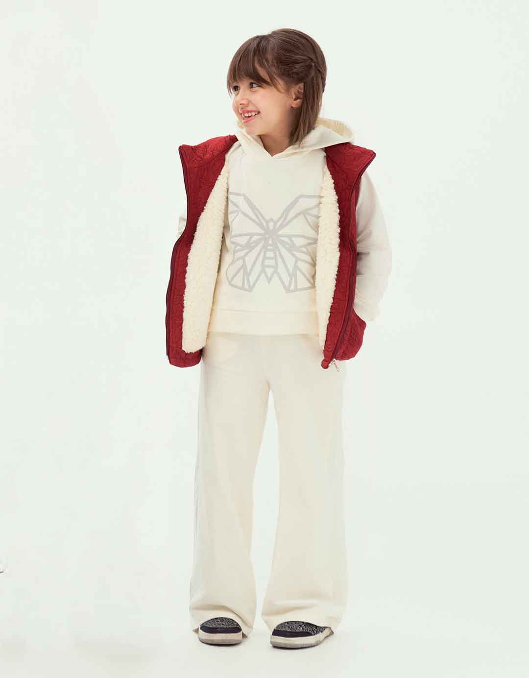 ست هودی شلوار پروانه دخترانه نمای رو به رو برند 313 پوشاک بچه گانه