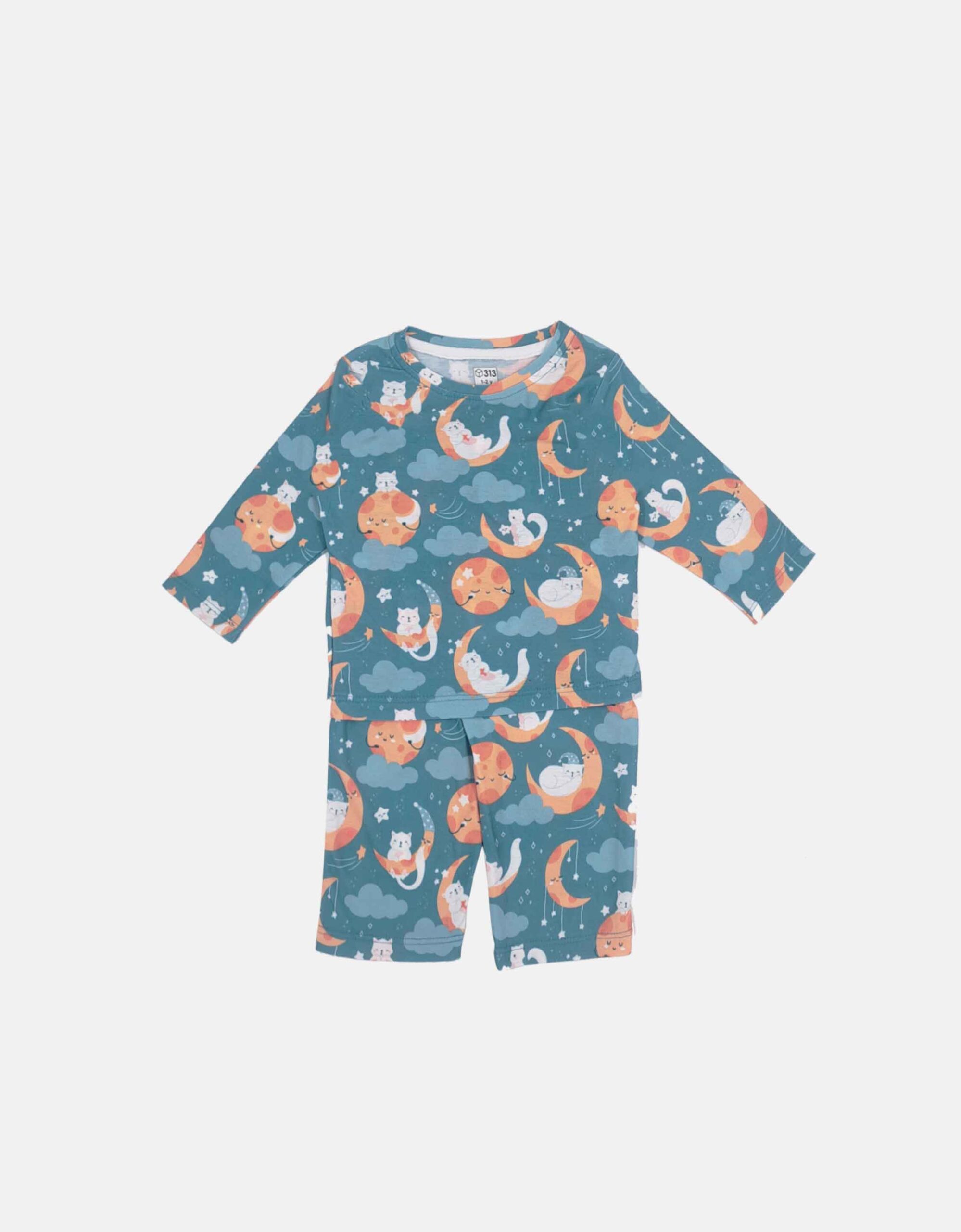 ست راحتی دخترانه طرح گربه و ماه 313 | کودک و نوجوان