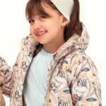 کاپشن چاپ‌ دار دخترانه آراکو رنگ کرم برند 313 لباس بچه گانه